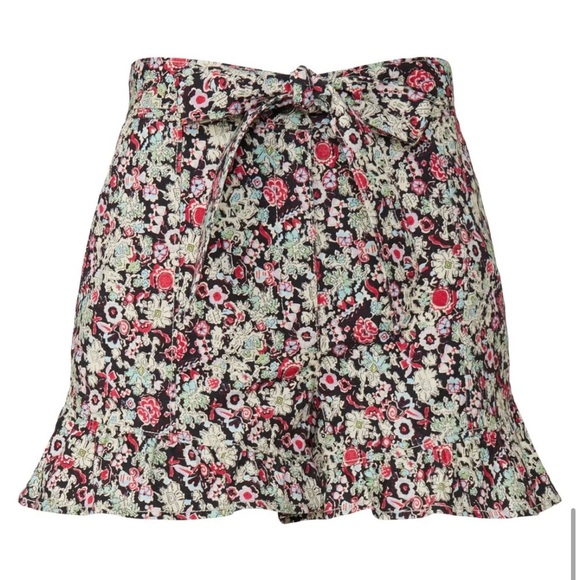 Cinq à Sept Penny Floral High-Waisted Ruffle Hem Shorts - Picture 5 of 5